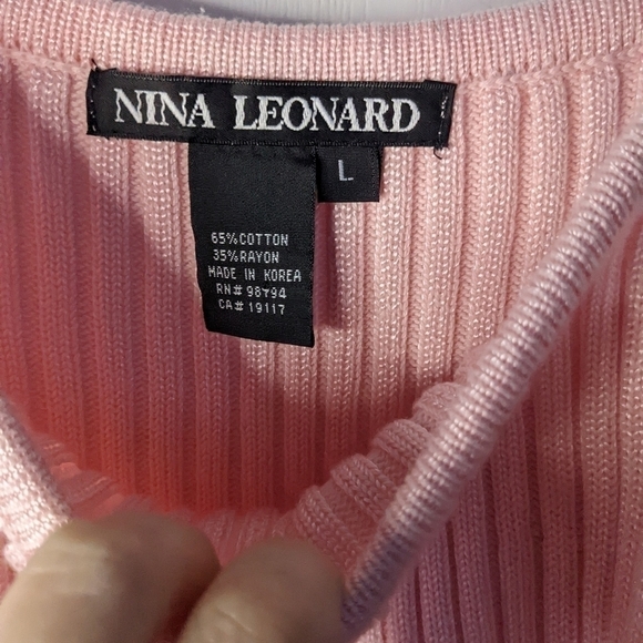 NINA Léonard Ribbed strappy top pastel pink  large @B6 - Picture 5 of 6